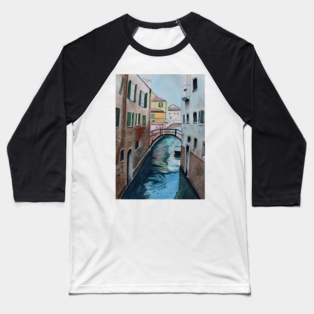 Canal in Venice Mixed Media Baseball T-Shirt by Sandraartist